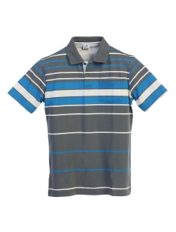 Mens Slim Fit Striped Polo Shirt with Pocket