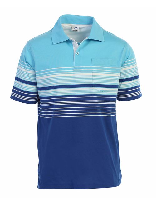 Gioberti Mens Slim Fit Striped Polo Shirt with Pocket