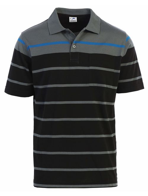 Gioberti Mens Slim Fit Striped Polo Shirt with Pocket