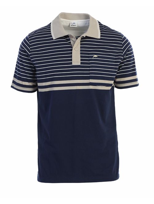 Gioberti Mens Slim Fit Striped Polo Shirt with Pocket