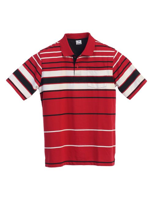 Gioberti Mens Slim Fit Striped Polo Shirt with Pocket