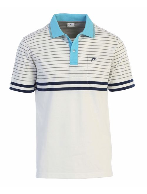 Gioberti Mens Slim Fit Striped Polo Shirt with Pocket