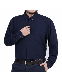 Jeopace Dress Shirts for Men Long Sleeve Big and Tall Button Down Shirts L XL 2XL 3XL 4XL