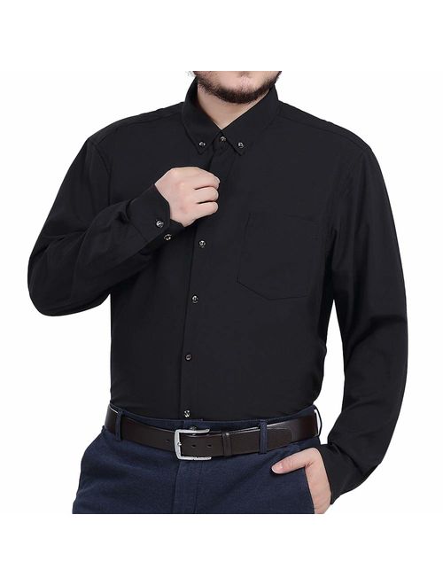 Jeopace Dress Shirts for Men Long Sleeve Big and Tall Button Down Shirts L XL 2XL 3XL 4XL