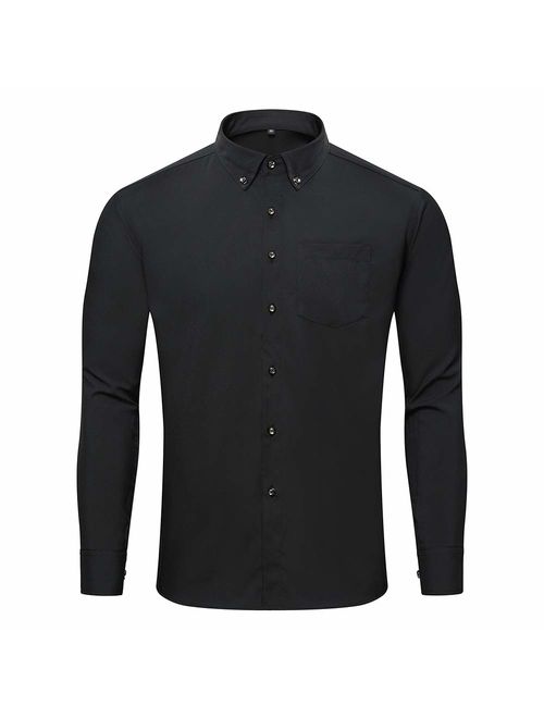 Jeopace Dress Shirts for Men Long Sleeve Big and Tall Button Down Shirts L XL 2XL 3XL 4XL