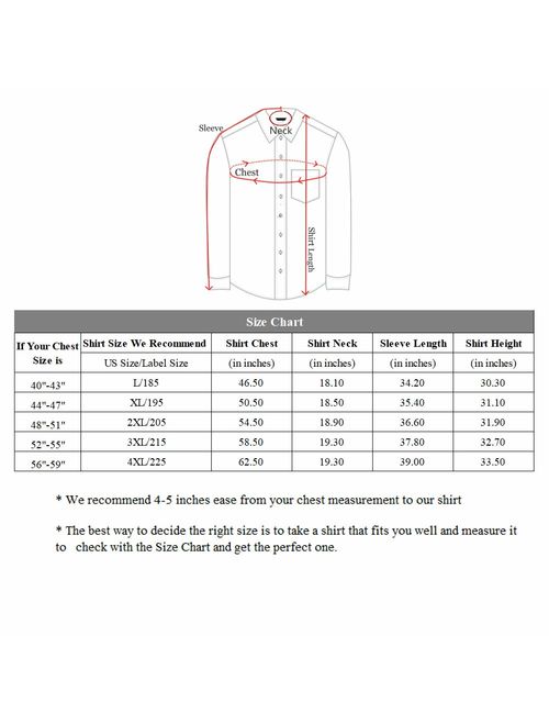 Jeopace Dress Shirts for Men Long Sleeve Big and Tall Button Down Shirts L XL 2XL 3XL 4XL