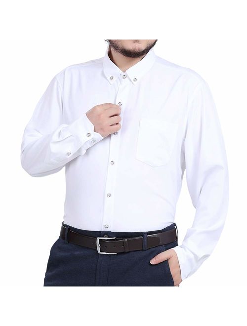 Jeopace Dress Shirts for Men Long Sleeve Big and Tall Button Down Shirts L XL 2XL 3XL 4XL