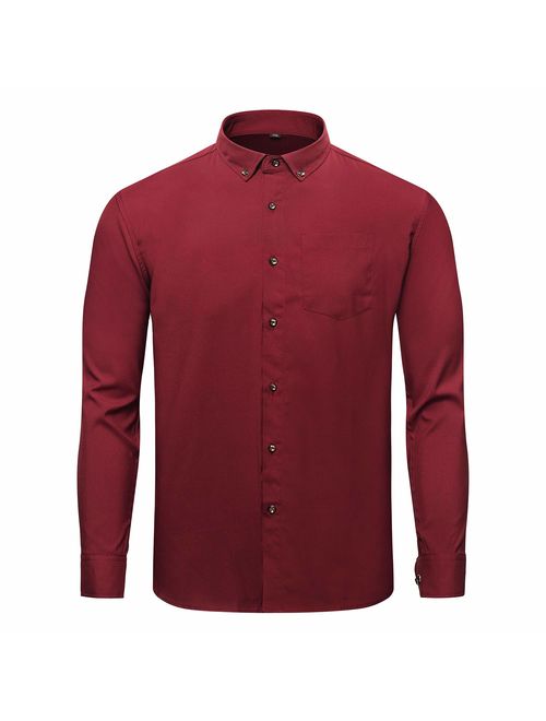 Jeopace Dress Shirts for Men Long Sleeve Big and Tall Button Down Shirts L XL 2XL 3XL 4XL