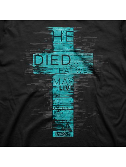 Kerusso - He Died so That we May Live - Cotton Mens Christian T-Shirt