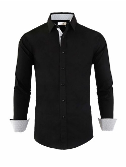 ExQuisite.ZFZ Mens Dress Shirts Long Sleeve Regular Fit Stretch Casual Button Down Shirt