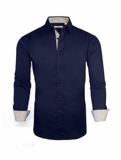 ExQuisite.ZFZ Mens Dress Shirts Long Sleeve Regular Fit Stretch Casual Button Down Shirt