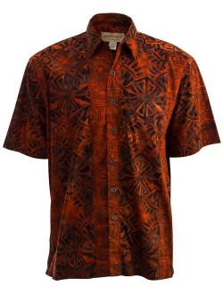 Johari West Geometric Sunset Hawaiian Batik Tropical Cotton Shirt