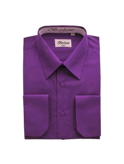 Men's Long Sleeve Solid Colors Convertible Cuffs Dress Shirts - Many Colors