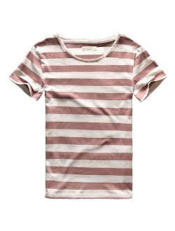 Zecmos Mens Stripes T-Shirts Casual Slim Fit Tshirts Striped Tees Top