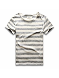 Zecmos Mens Stripes T-Shirts Casual Slim Fit Tshirts Striped Tees Top