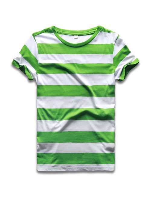 Zecmos Mens Stripes T-Shirts Casual Slim Fit Tshirts Striped Tees Top