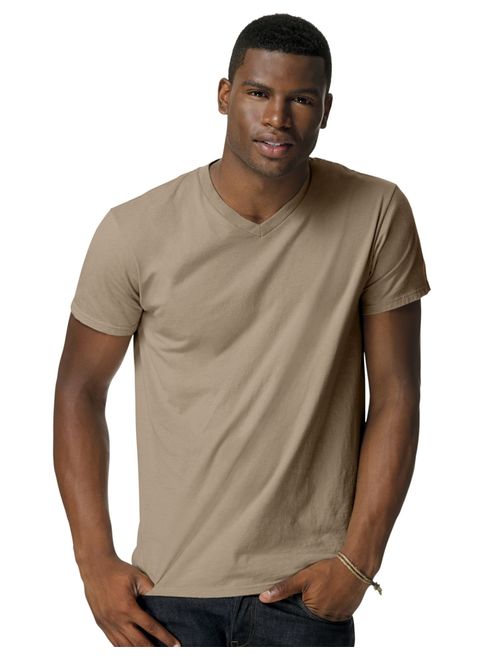 Hanes Mens Ringspun Cotton Nano-T V-Neck T-Shirt (498V)