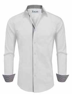 TAM WARE Men Casual Slim Fit Inner Striped Longsleeve Shirt