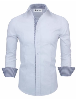 TAM WARE Men Casual Slim Fit Inner Striped Longsleeve Shirt