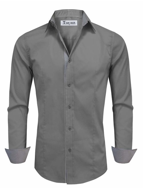 TAM WARE Men Casual Slim Fit Inner Striped Longsleeve Shirt