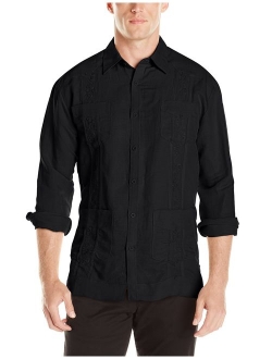 Men's Long Sleeve Embroidered Guayabera Shirt