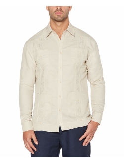 Men's Long Sleeve Embroidered Guayabera Shirt