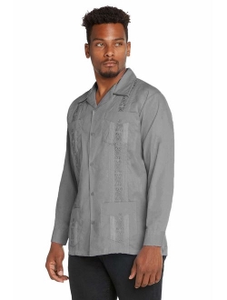 9 Crowns Essentials Men's Guayabera Button Down Shirt