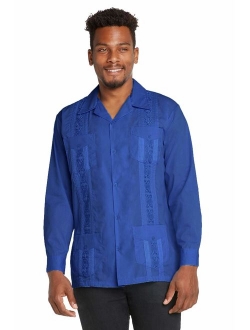 9 Crowns Essentials Men's Guayabera Button Down Shirt