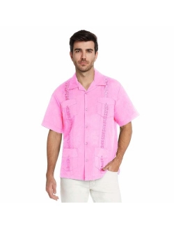 9 Crowns Essentials Men's Guayabera Button Down Shirt