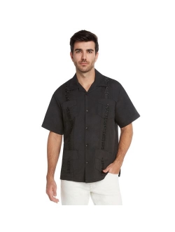 9 Crowns Essentials Men's Guayabera Button Down Shirt