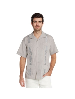 9 Crowns Essentials Men's Guayabera Button Down Shirt