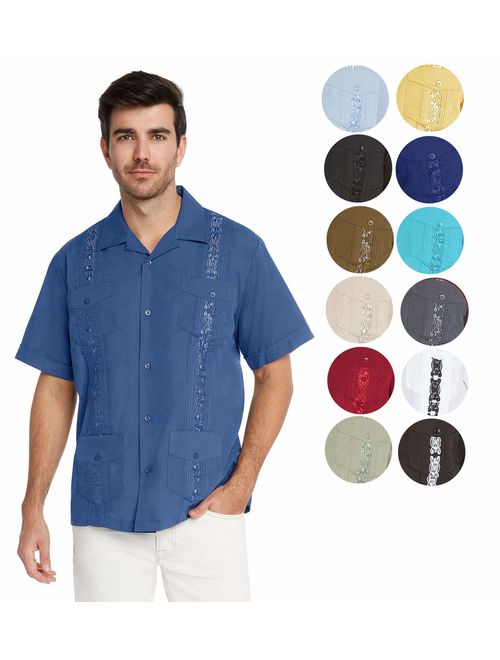 9 Crowns Essentials Men's Guayabera Button Down Shirt