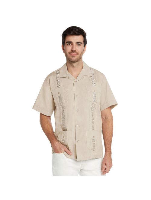 9 Crowns Essentials Men's Guayabera Button Down Shirt