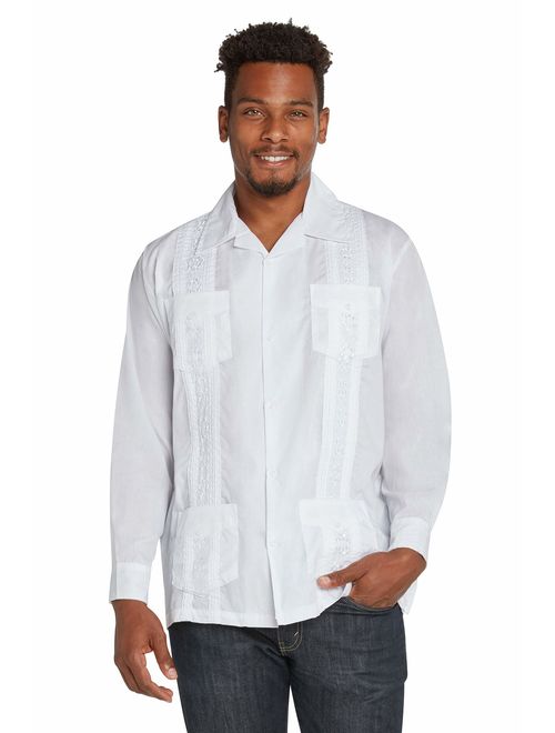 9 Crowns Essentials Men's Guayabera Button Down Shirt