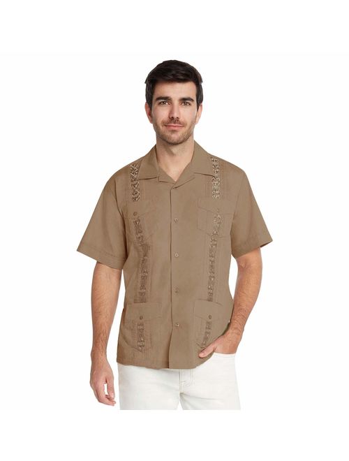 9 Crowns Essentials Men's Guayabera Button Down Shirt