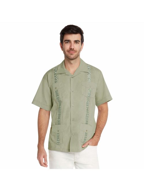 9 Crowns Essentials Men's Guayabera Button Down Shirt