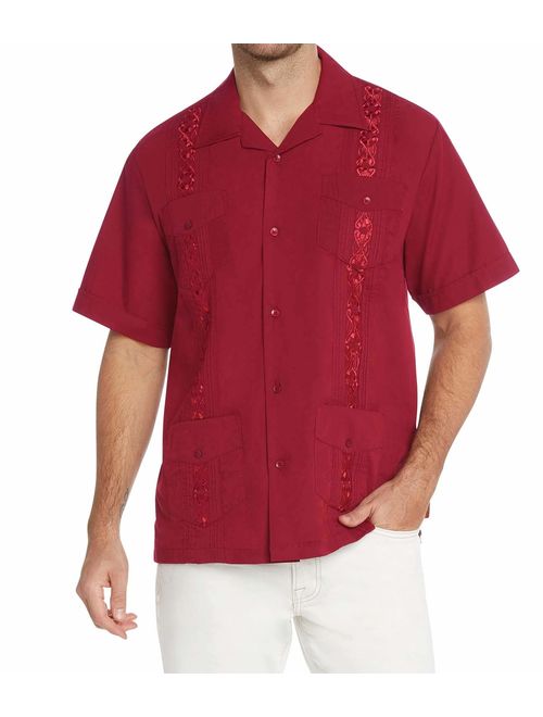 9 Crowns Essentials Men's Guayabera Button Down Shirt