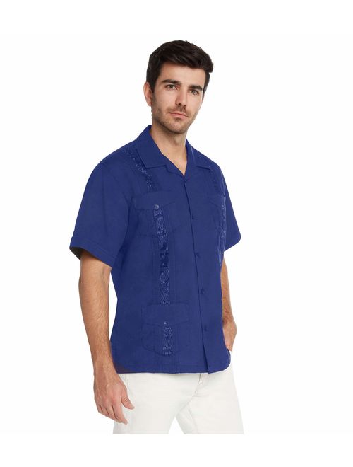 9 Crowns Essentials Men's Guayabera Button Down Shirt