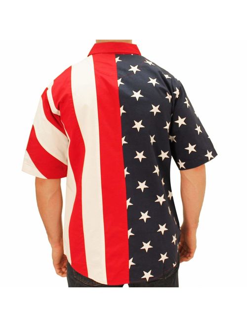 Men's Half Stars Half Stripes American Flag Woven Polo Shirt