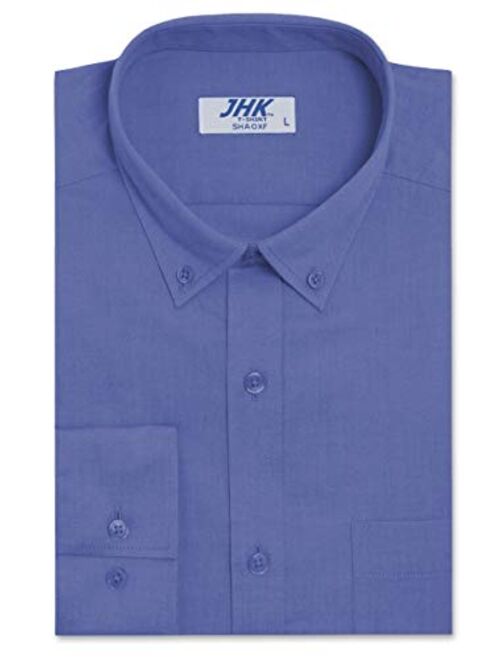 JC DISTRO Men's Slim Fit Solid Dress Shirts Double-Button Cuffs (Big