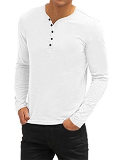 Aiyino Men's Casual V-Neck Button Cuffs Cardigan Long Sleeve T-Shirts