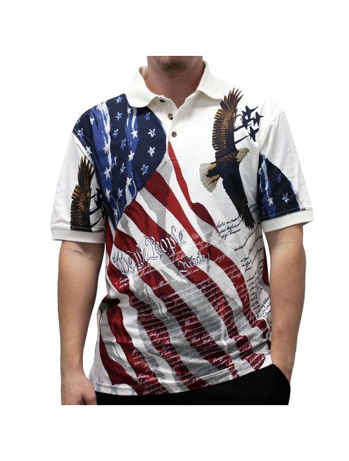 Cotton Traders Allover Patriotic Men's Polo Shirt