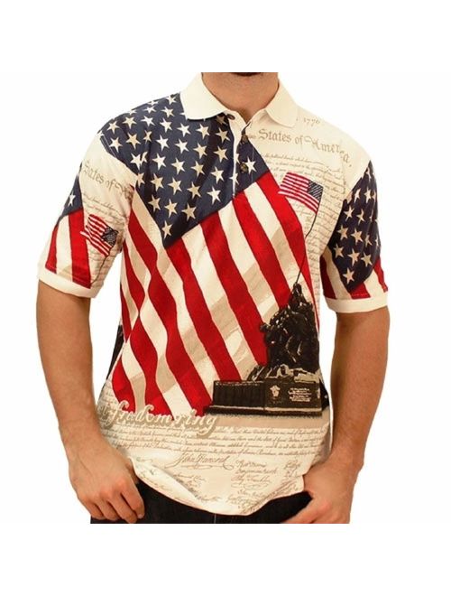 Cotton Traders Allover Patriotic Men's Polo Shirt