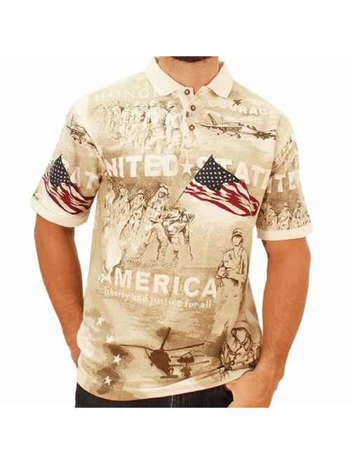 Cotton Traders Allover Patriotic Men's Polo Shirt