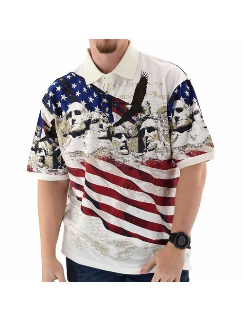 Cotton Traders Allover Patriotic Men's Polo Shirt