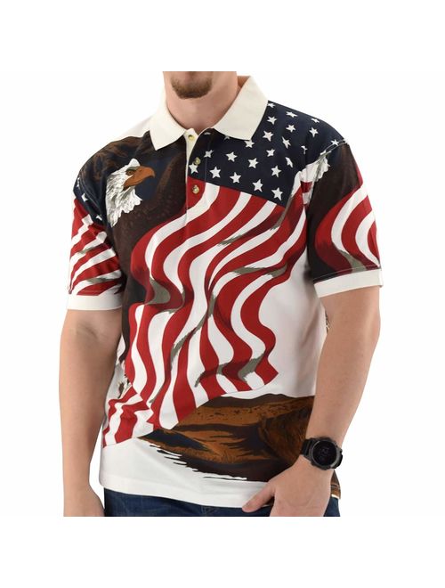 Cotton Traders Allover Patriotic Men's Polo Shirt