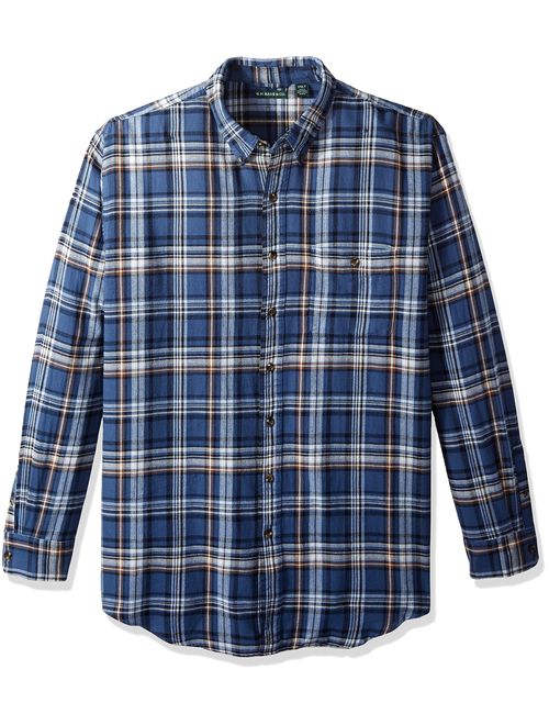 G.H. Bass & Co. Men's Big and Tall Fireside Flannel Plaid Long Sleeve Shirt, Ensign Blue, 4X-Large Tall