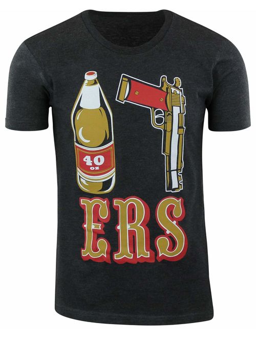 Mens T Shirt 40oz 9MM Gold Gun Mens T Shirt San Francisco Pistol Golden Empire