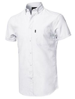 Style by William Men's Printed Cotton Stripe Button Down Short Sleeve Shirt