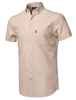 Style by William Men's Printed Cotton Stripe Button Down Short Sleeve Shirt